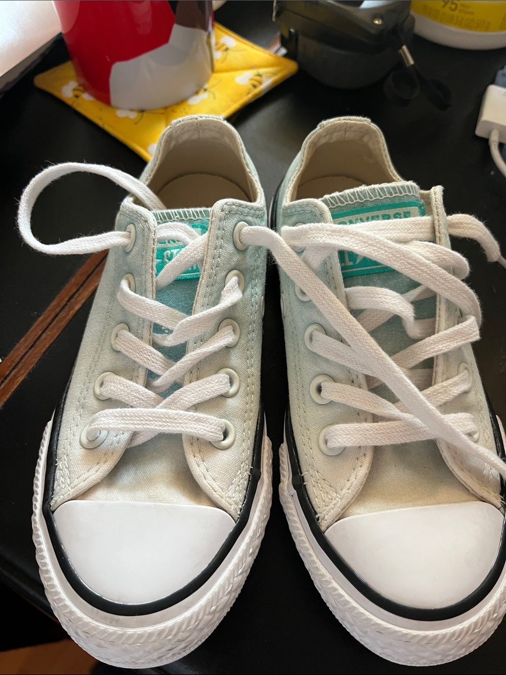 Converse Kids Low Top Ombre Sneakers in Mint Green and White Size 11